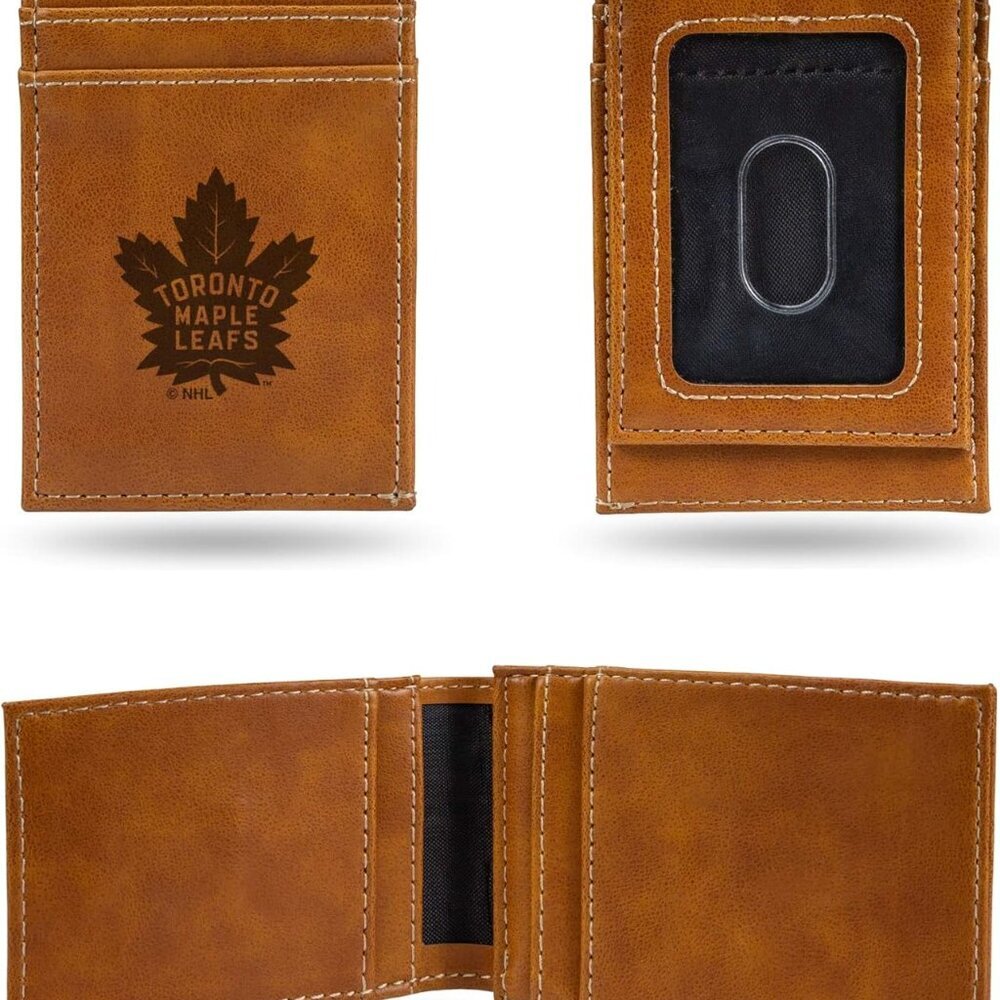 NHL Hockey Laser Engraved Front Pocket Wallet - Compact/Comfortable/Slim